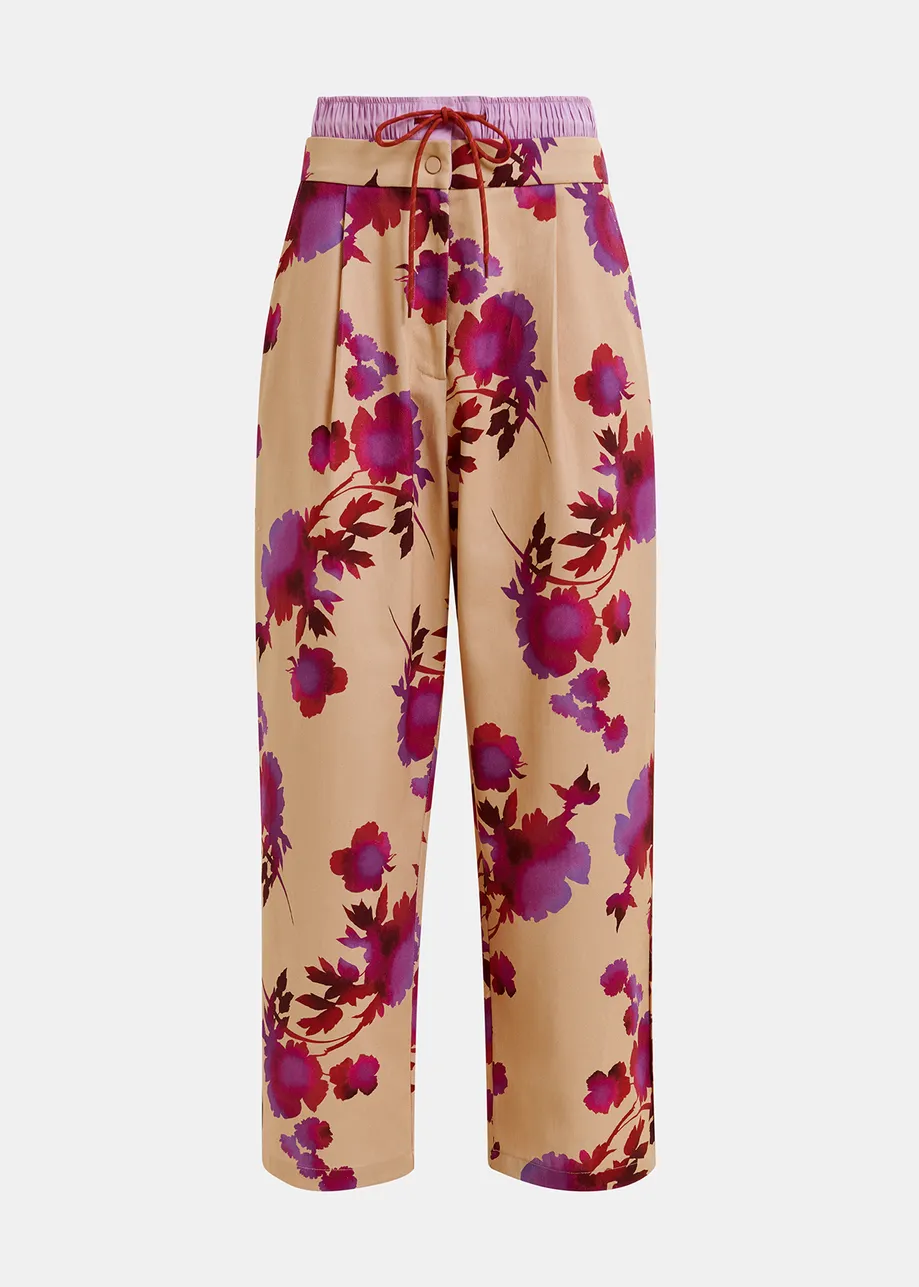 Light orange and purple double-waist pants