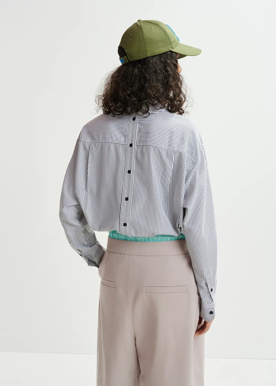 Beige and light blue double-waist pants