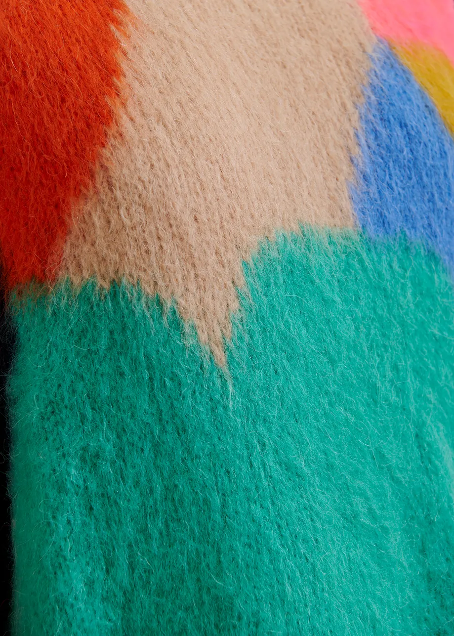 Pull en maille intarsia multicolore