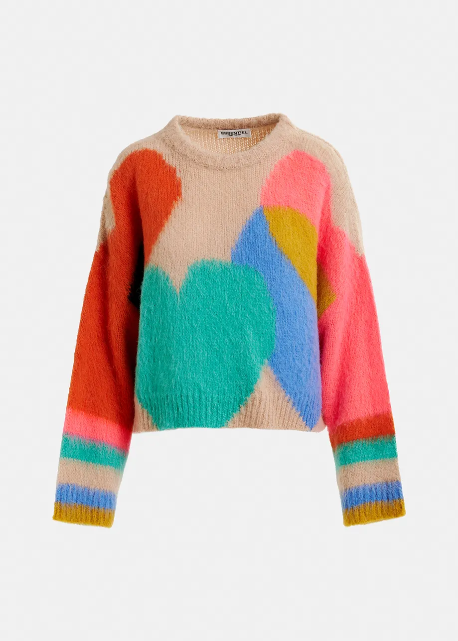 Pull en maille intarsia multicolore