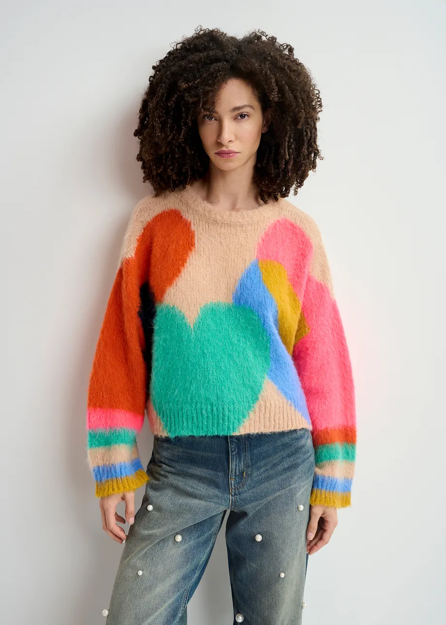 Pull en maille intarsia multicolore