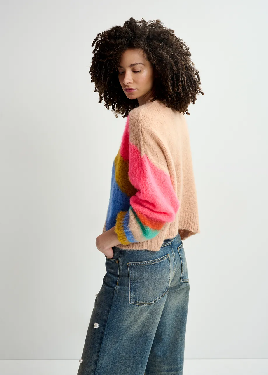 Multicolored intarsia-knitted sweater