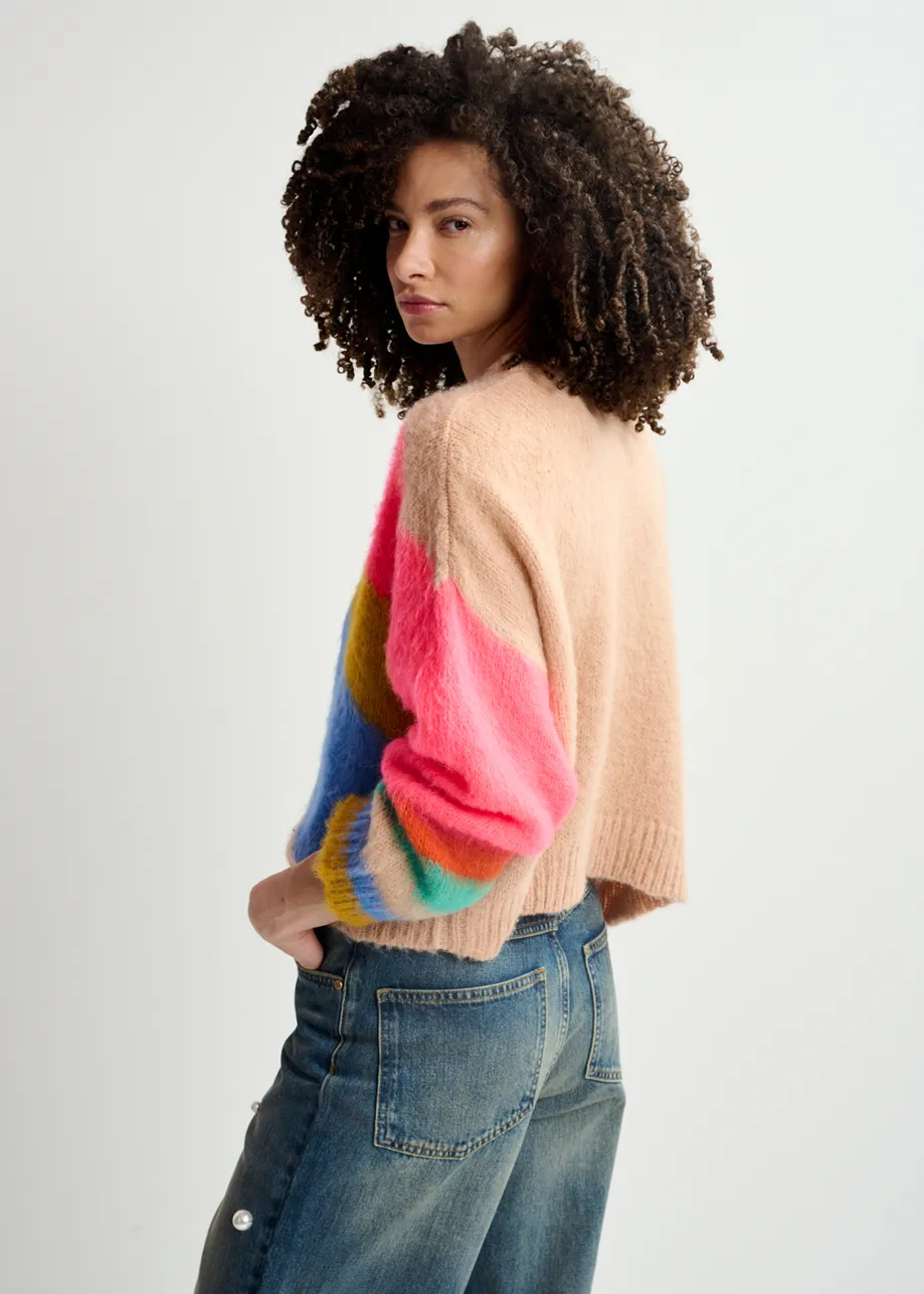 Pull en maille intarsia multicolore
