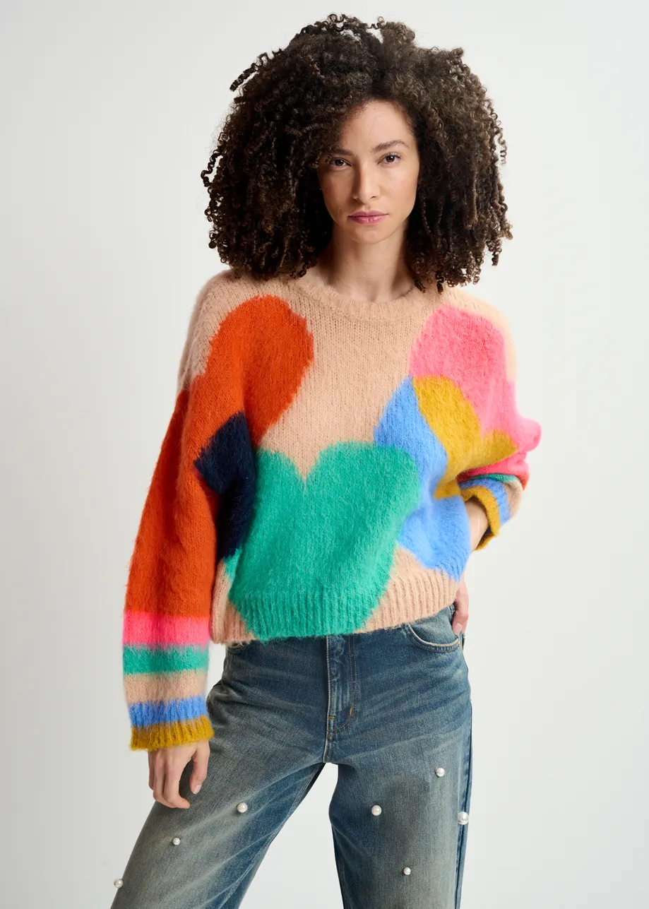 Pull en maille intarsia multicolore