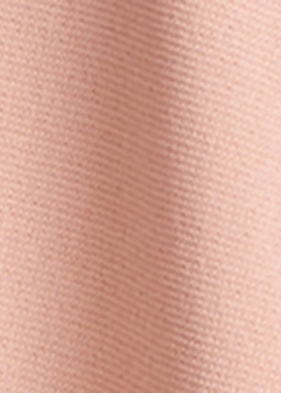 Strick-T-Shirt in Hellrosa und Orange mit Kontrastbesatz