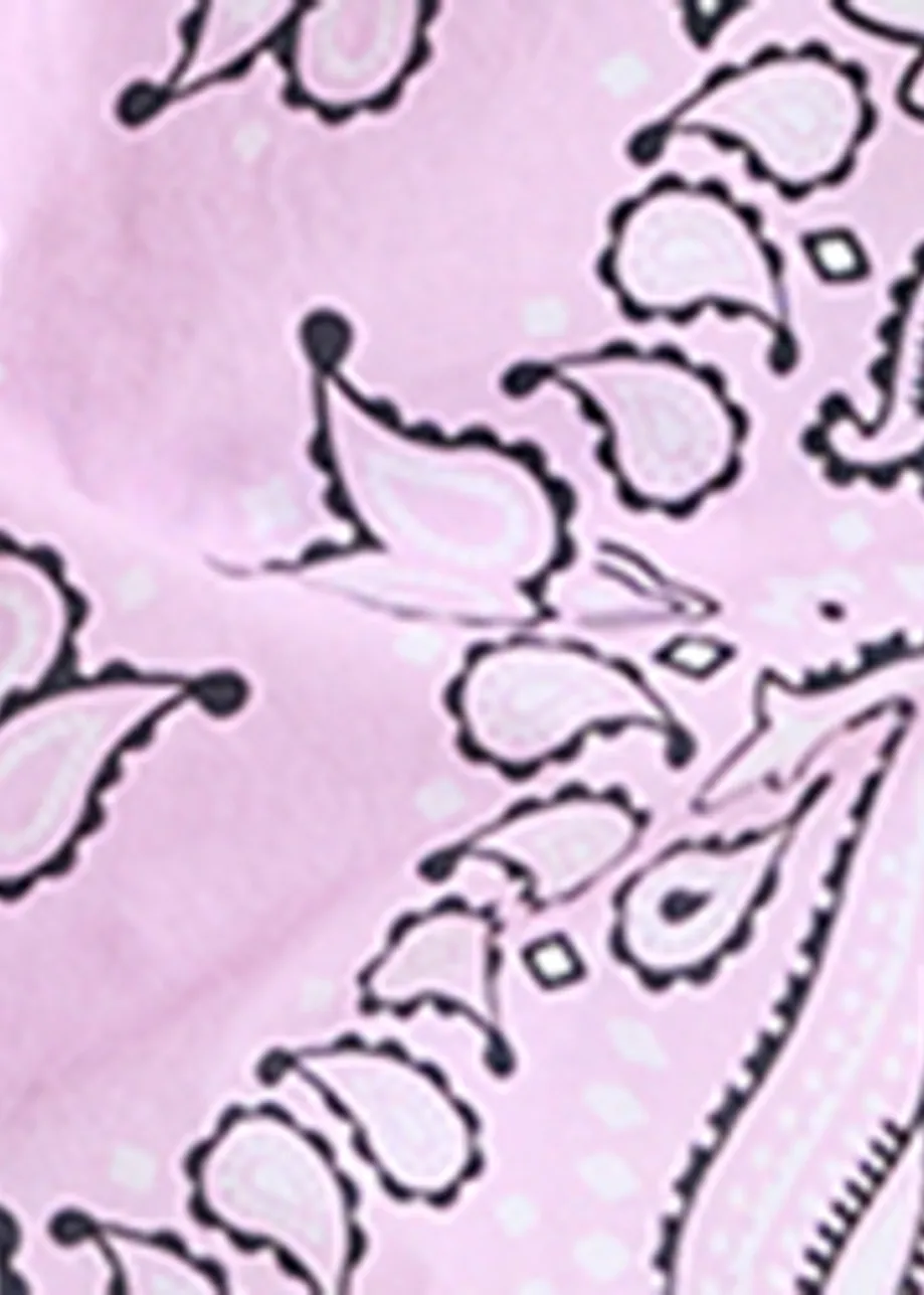 Lilac and black bandana print shorts