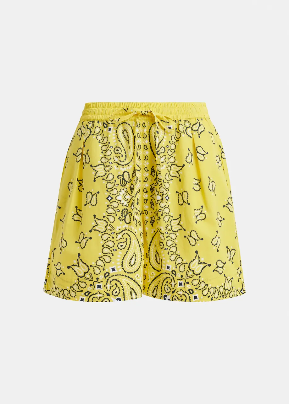 Shorts mit Bandana-Print in Gelb und Schwarz