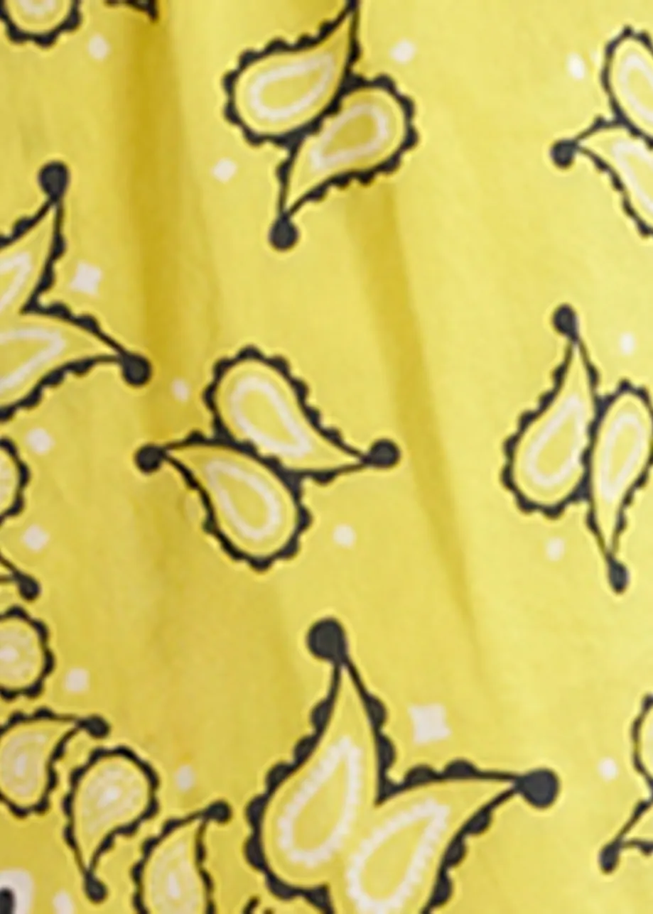 Yellow and black bandana print shorts