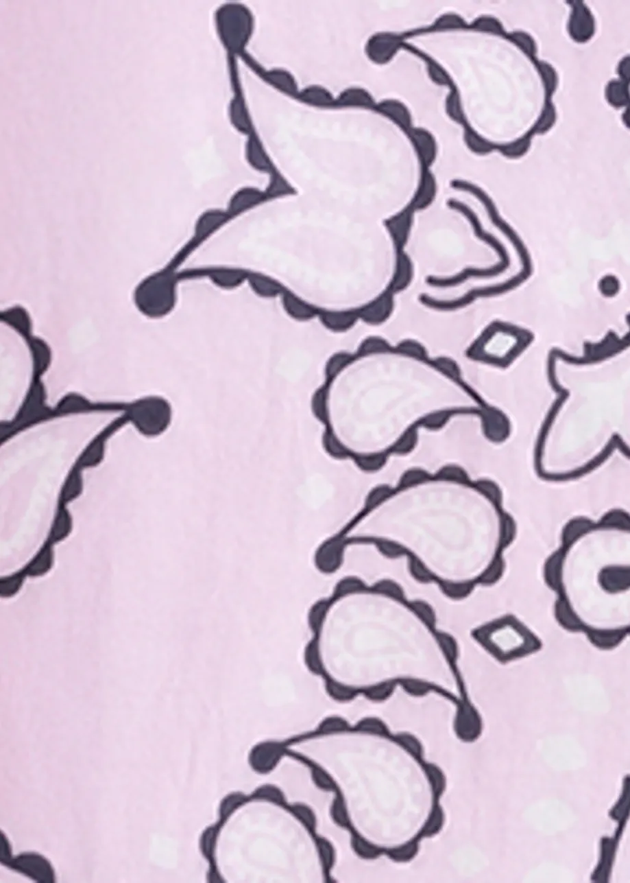 Lilac and black bandana print oversized cotton shirt