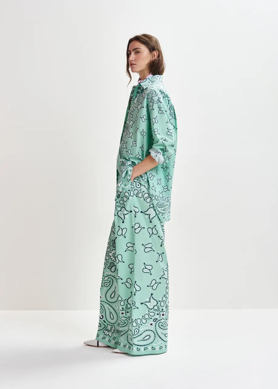 Turquoise en zwart oversized overhemd met bandanaprint