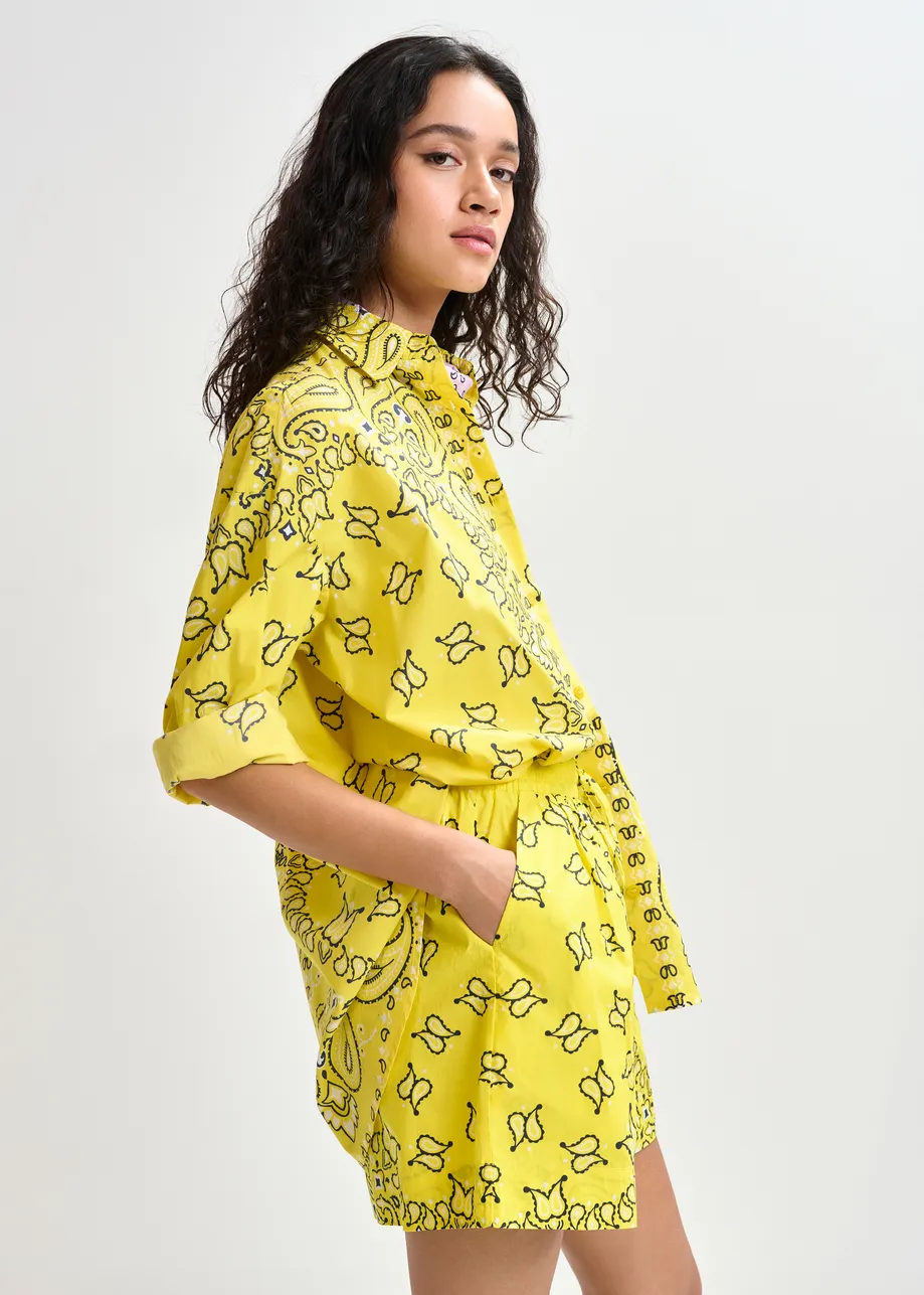 Geel en zwart oversized overhemd met bandanaprint