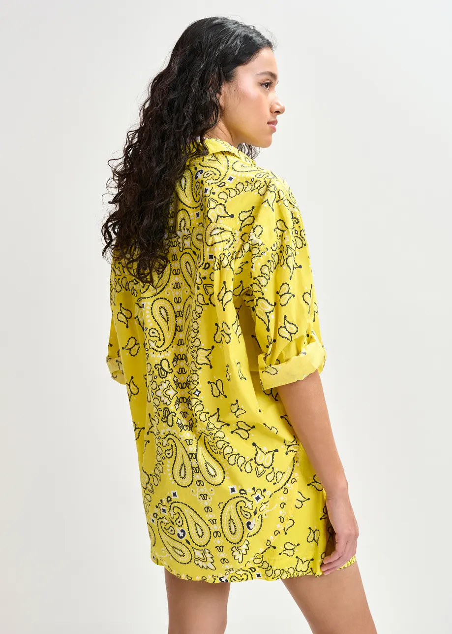 Geel en zwart oversized overhemd met bandanaprint