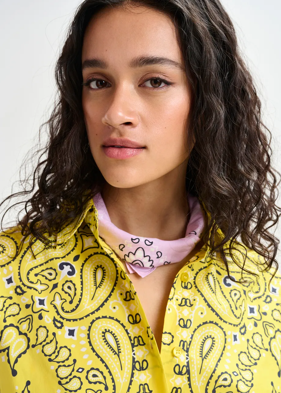 Geel en zwart oversized overhemd met bandanaprint