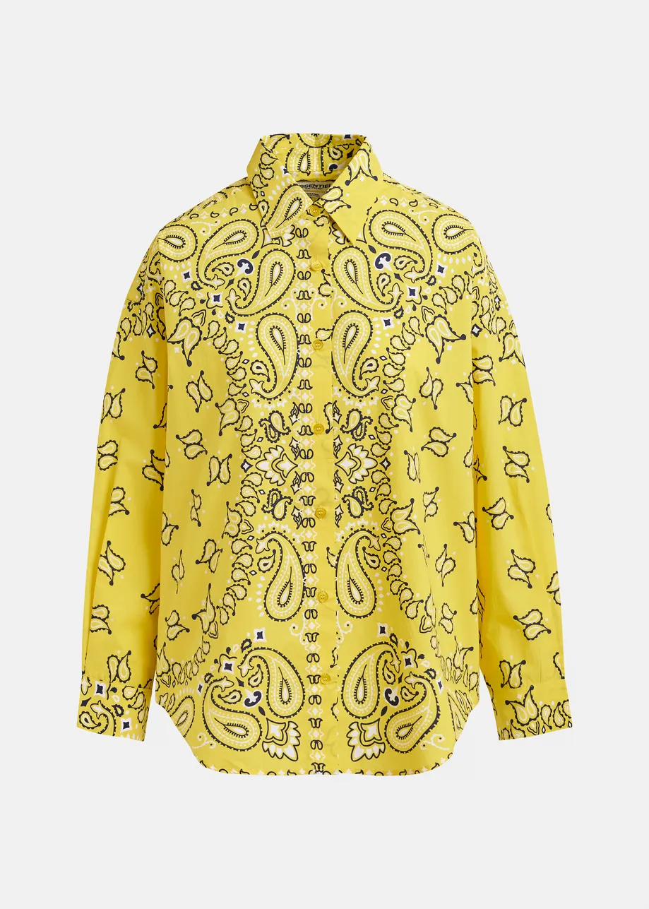 Oversized Baumwollhemd mit Bandana-Print in Gelb und Schwarz