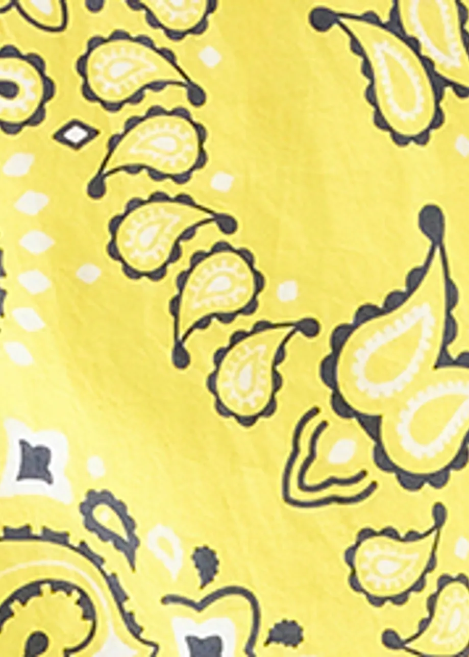 Yellow and black bandana print oversized cotton shirt