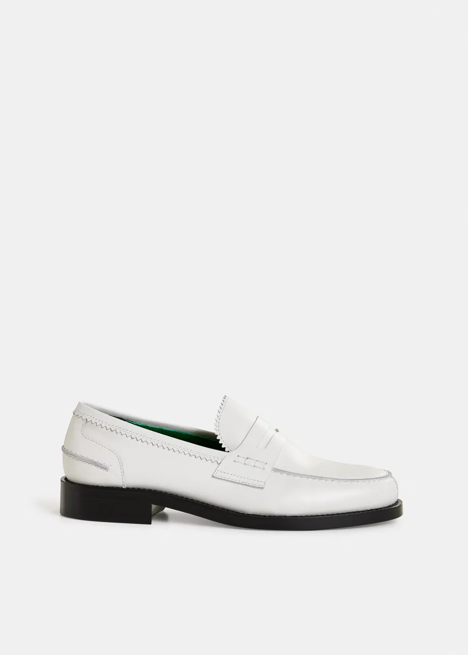 Off-white leather loafers