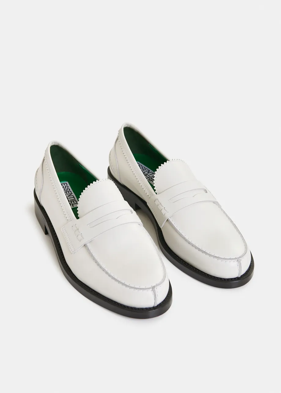 Off-white leather loafers