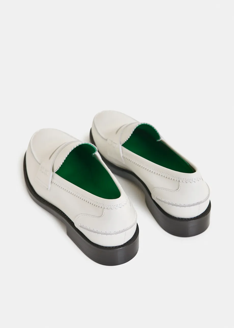 Off-white leather loafers