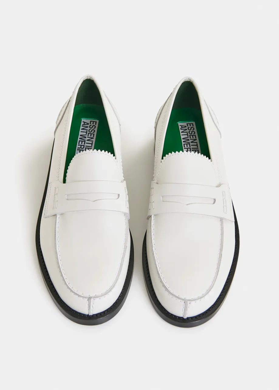 Off-white leather loafers