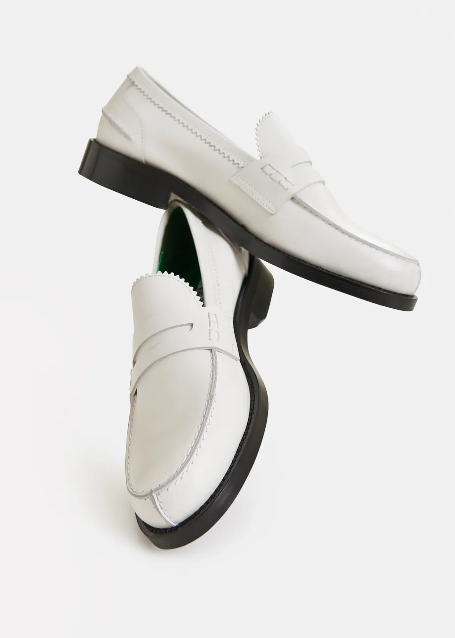 Off-white leather loafers