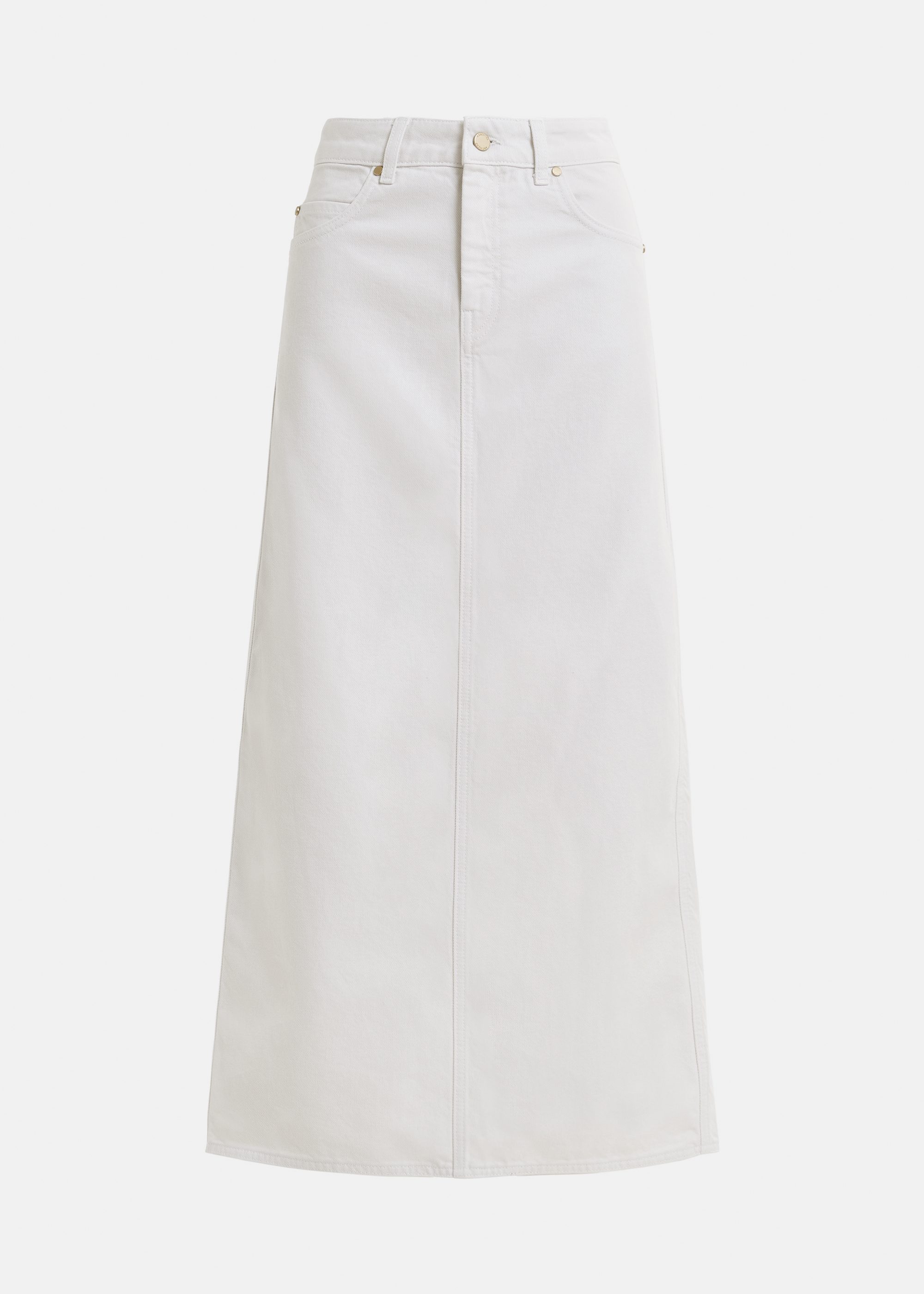 White a-line denim midi skirt 