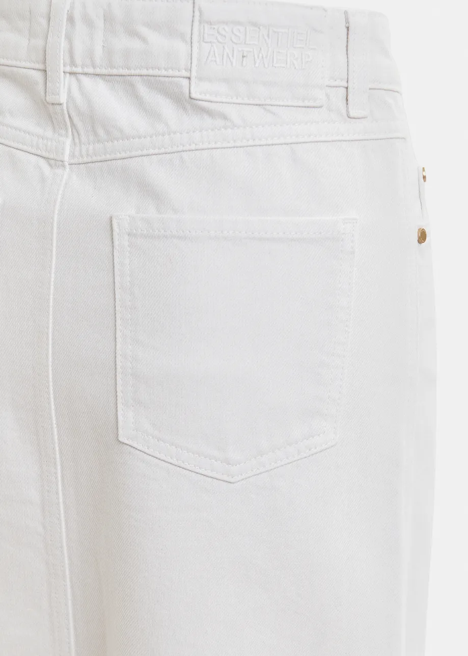 White a-line denim midi skirt