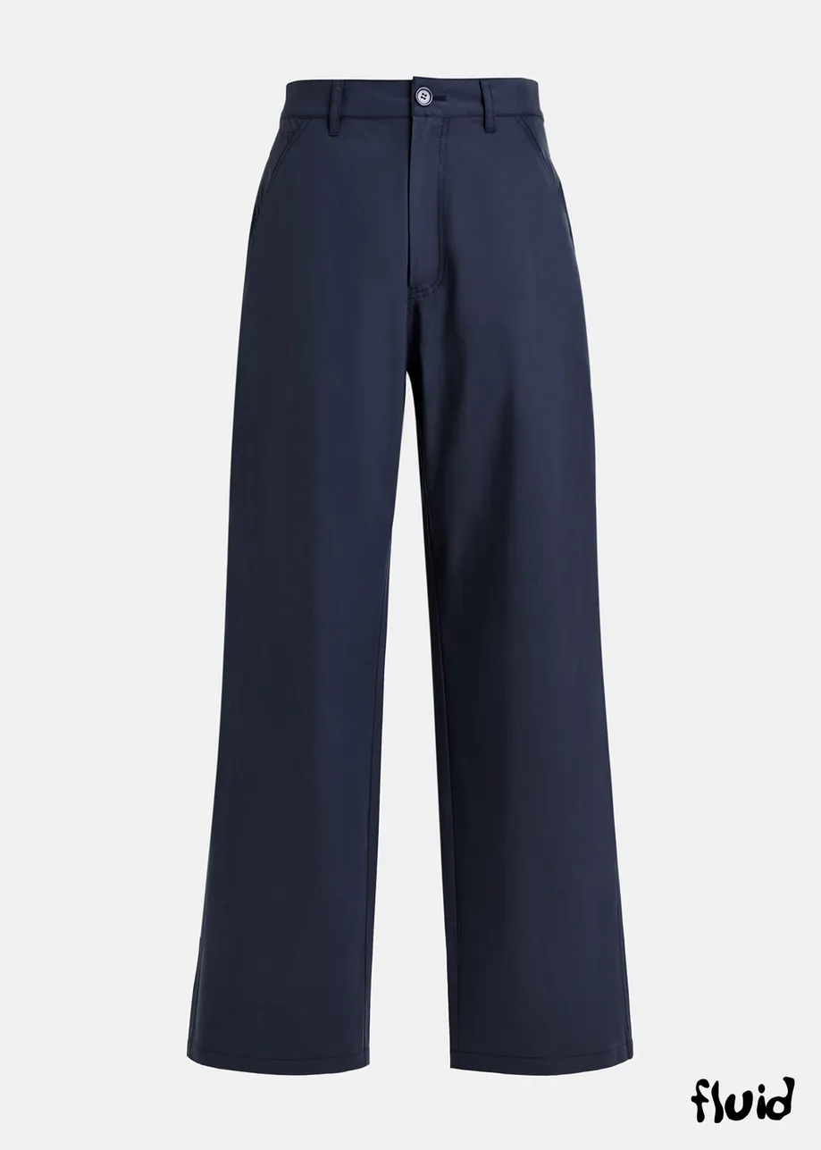 Dark blue staight-leg cotton pants