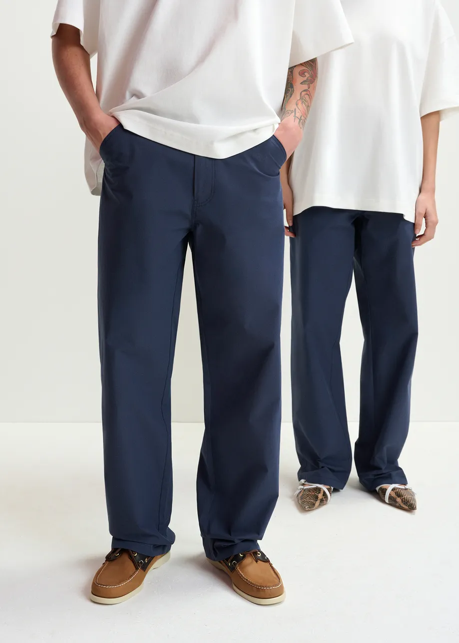 Dark blue staight-leg cotton pants