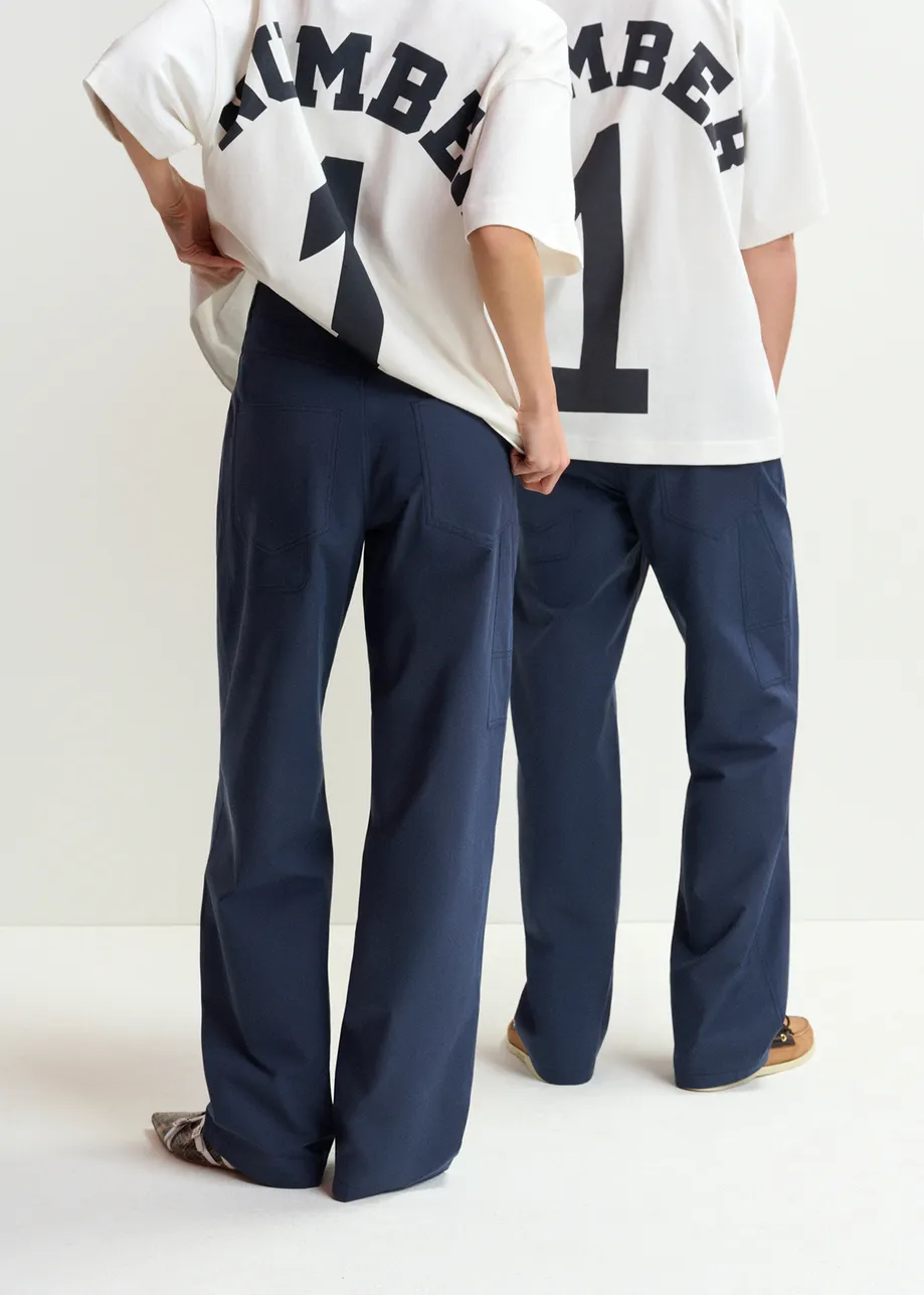 Dark blue staight-leg cotton pants