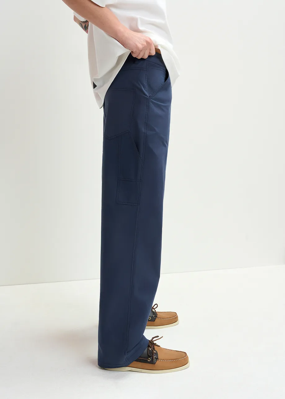 Dark blue staight-leg cotton pants