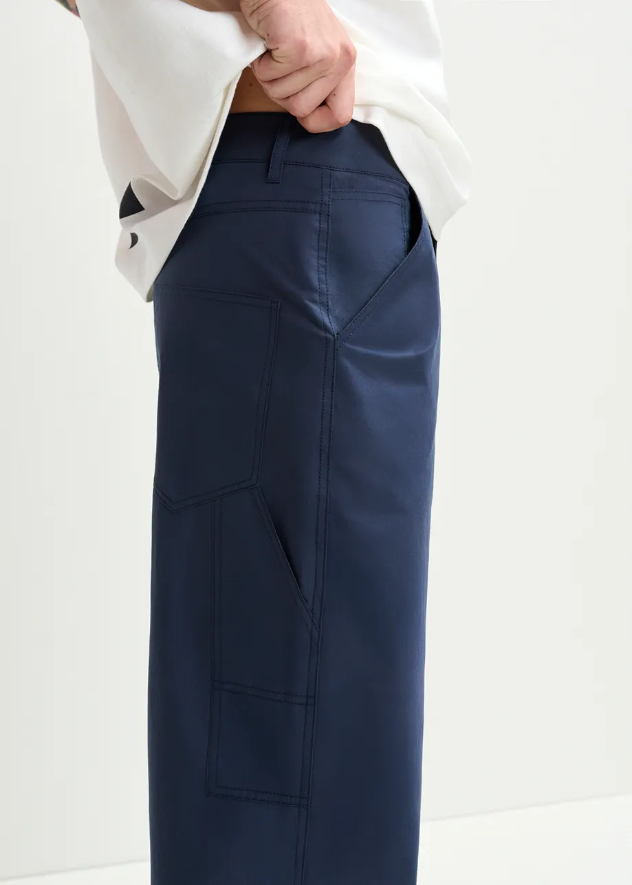 Dark blue staight-leg cotton pants