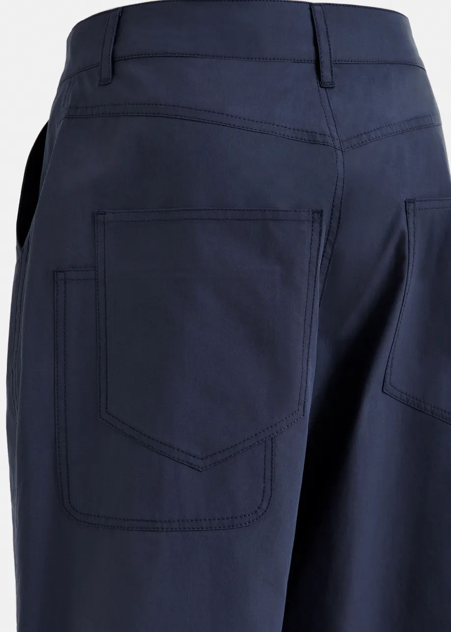 Dark blue staight-leg cotton pants