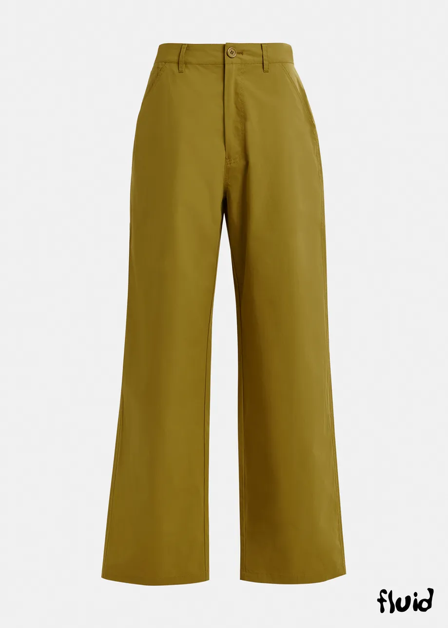 Khaki staight-leg cotton pants