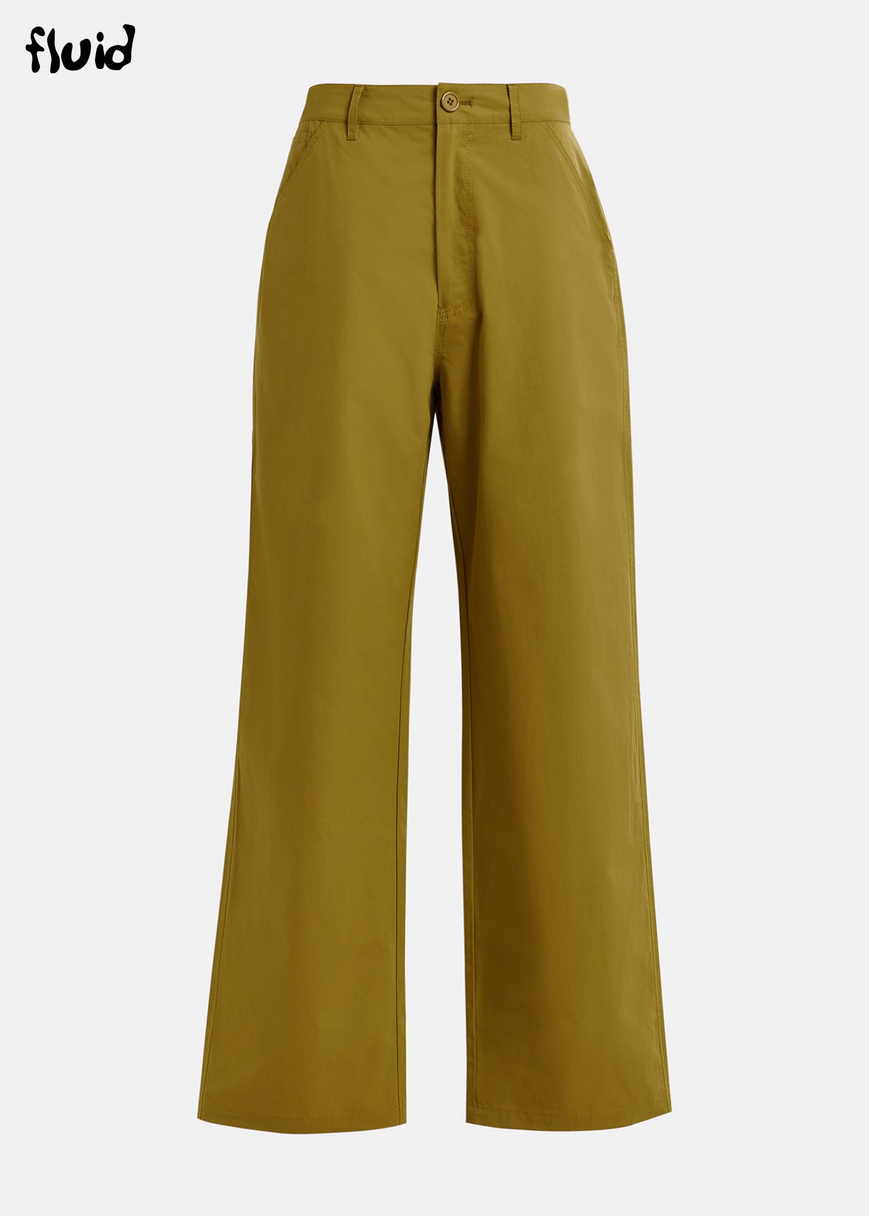 Khaki staight-leg cotton pants