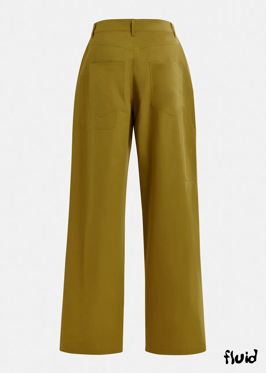 Khaki staight-leg cotton pants