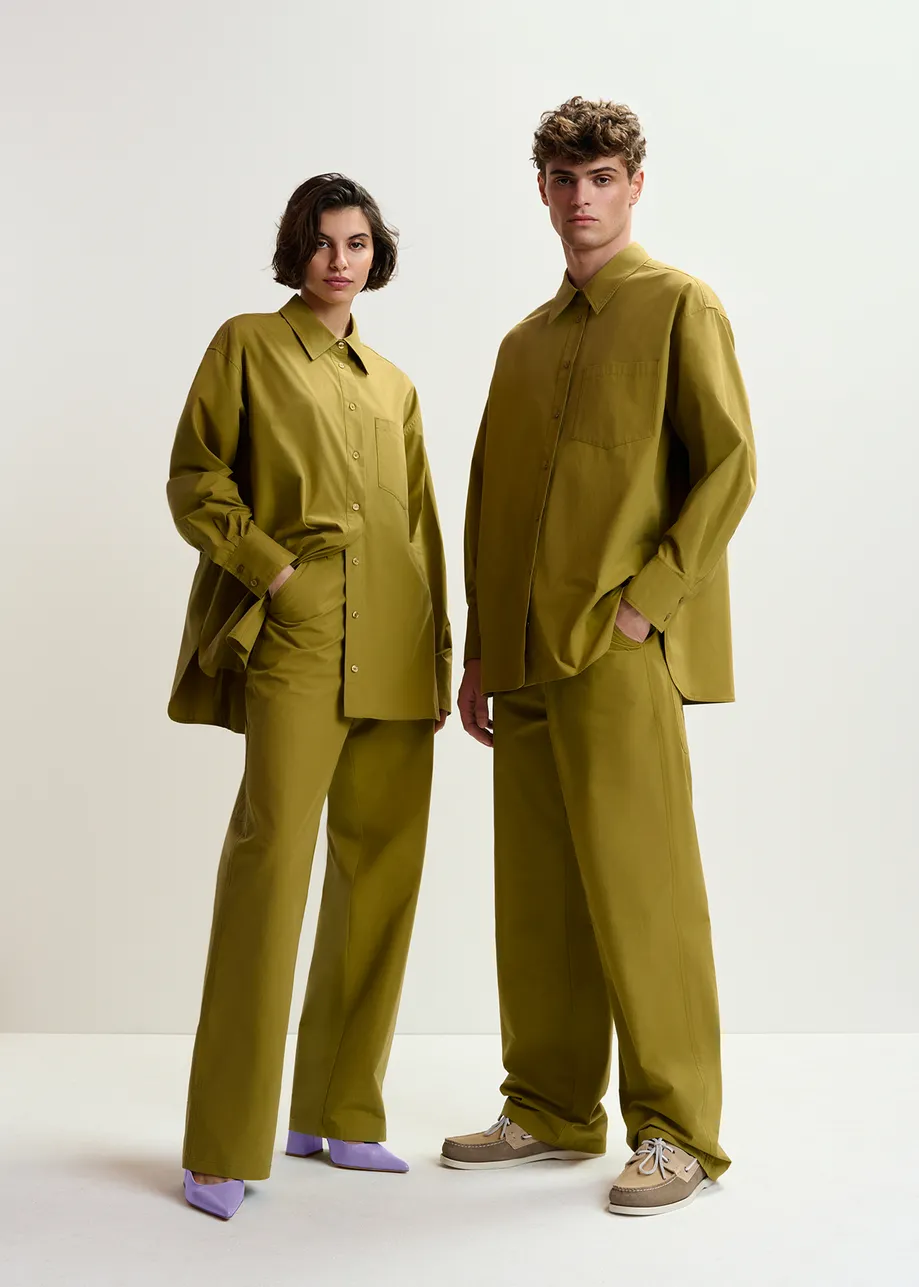 Khaki staight-leg cotton pants