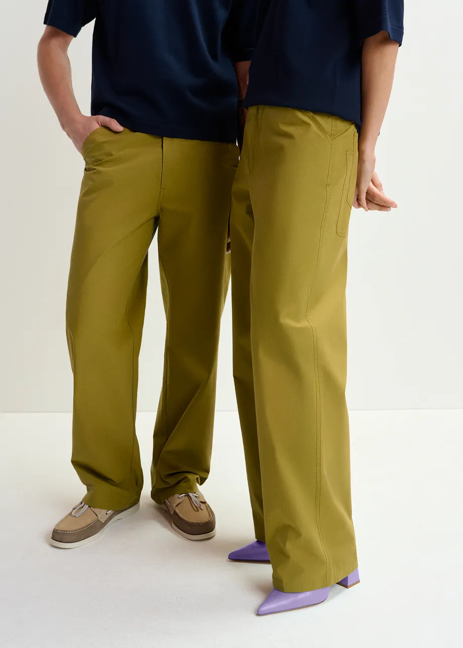 Khaki staight-leg cotton pants