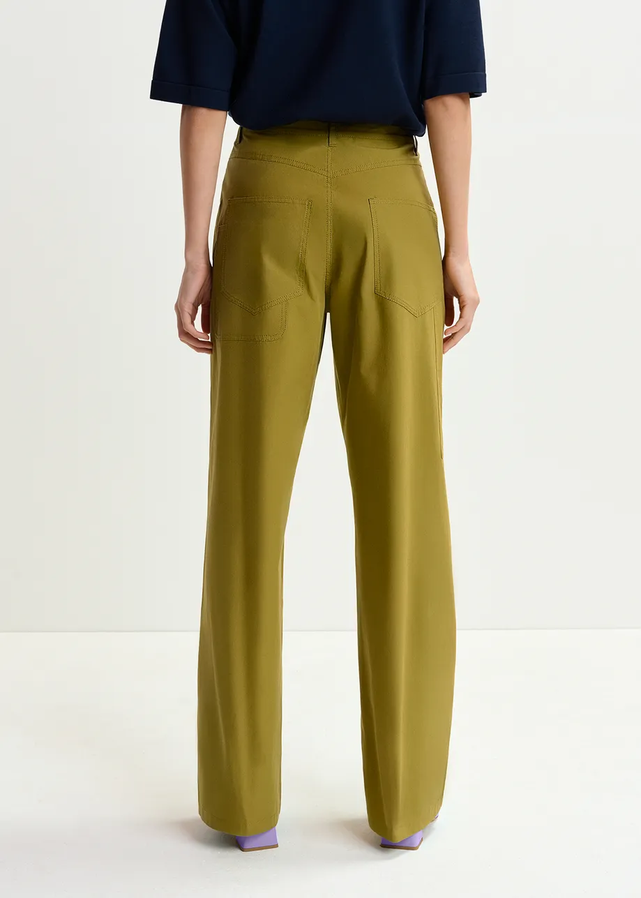 Khaki staight-leg cotton pants