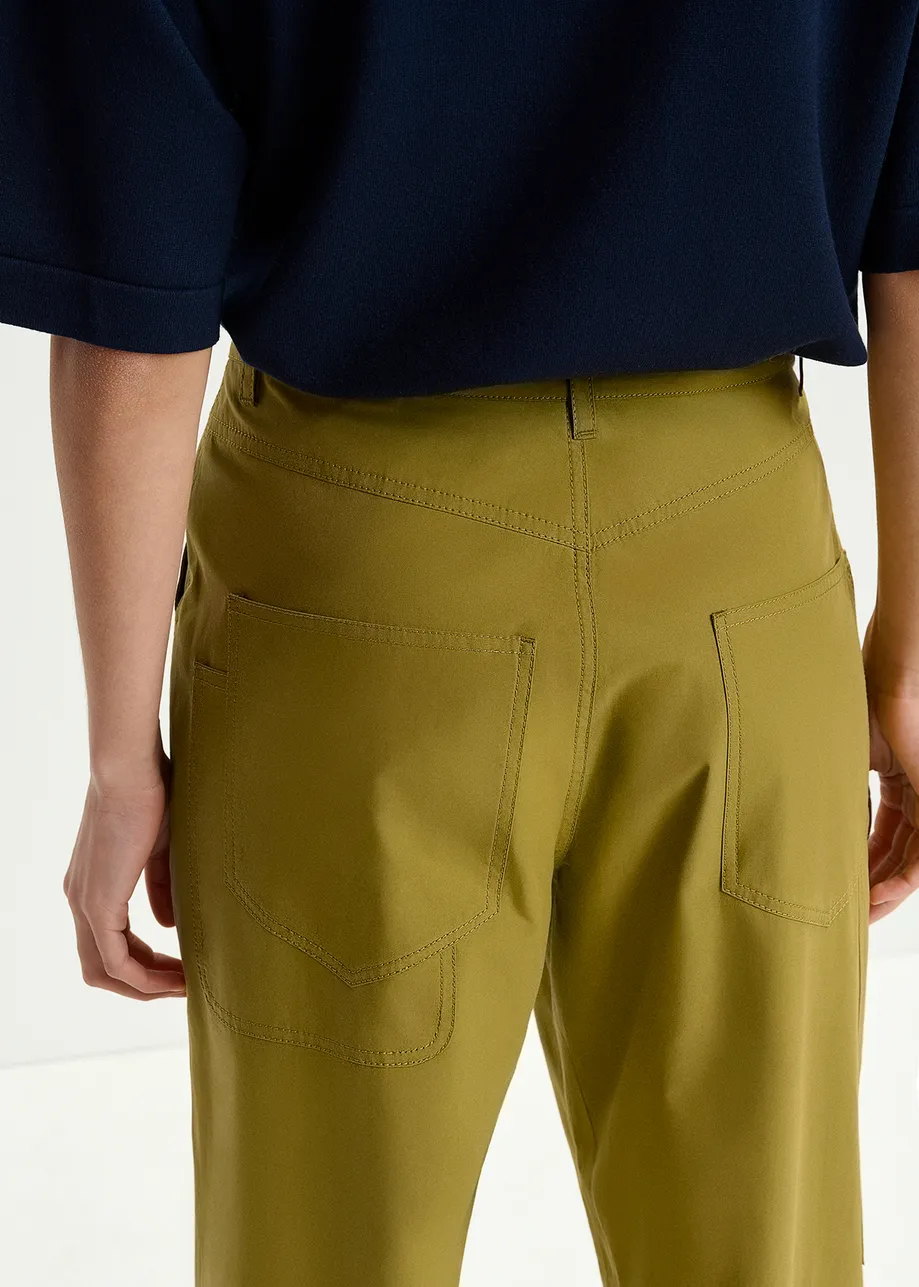 Khaki staight-leg cotton pants