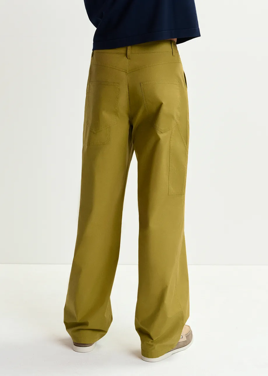 Khaki staight-leg cotton pants