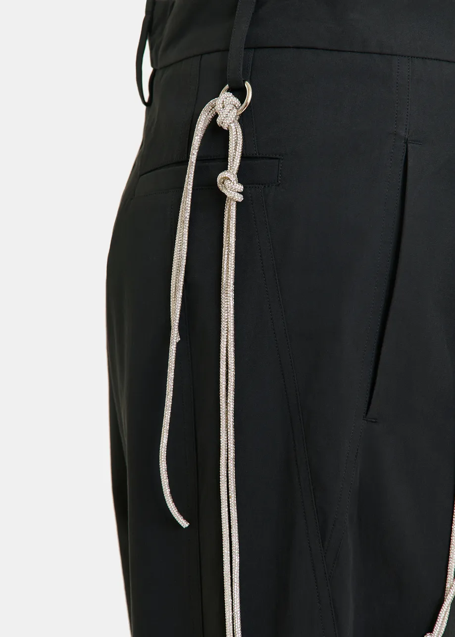 Zwarte tapse broek met strasriem