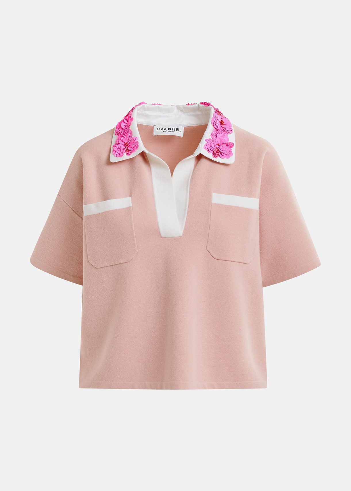 herlipto Embroidery Polo Sweatshirt ピンク herlipto Embroidery Polo Sweatshirt