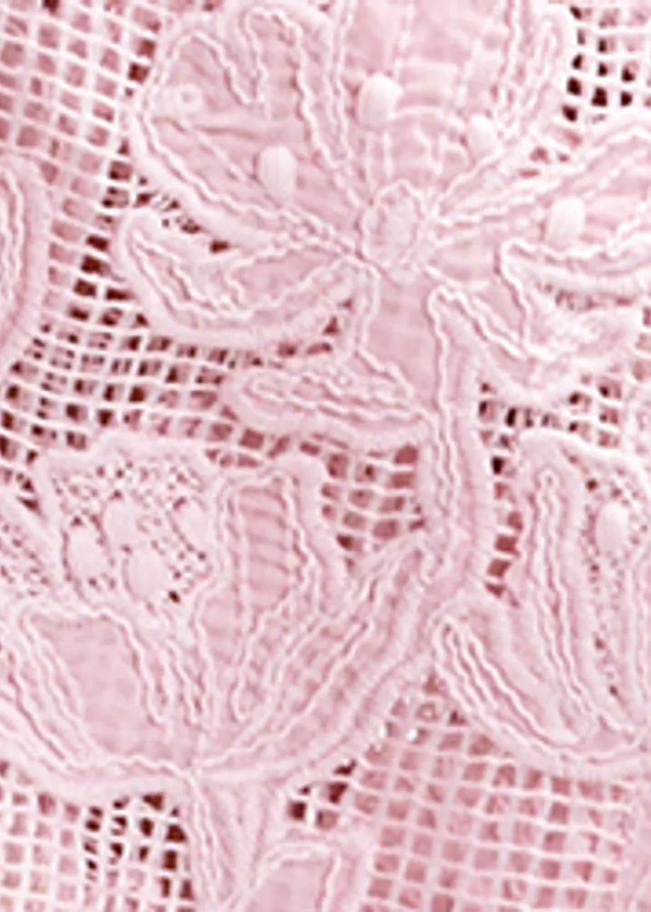 Light pink shirt with lace embroideries
