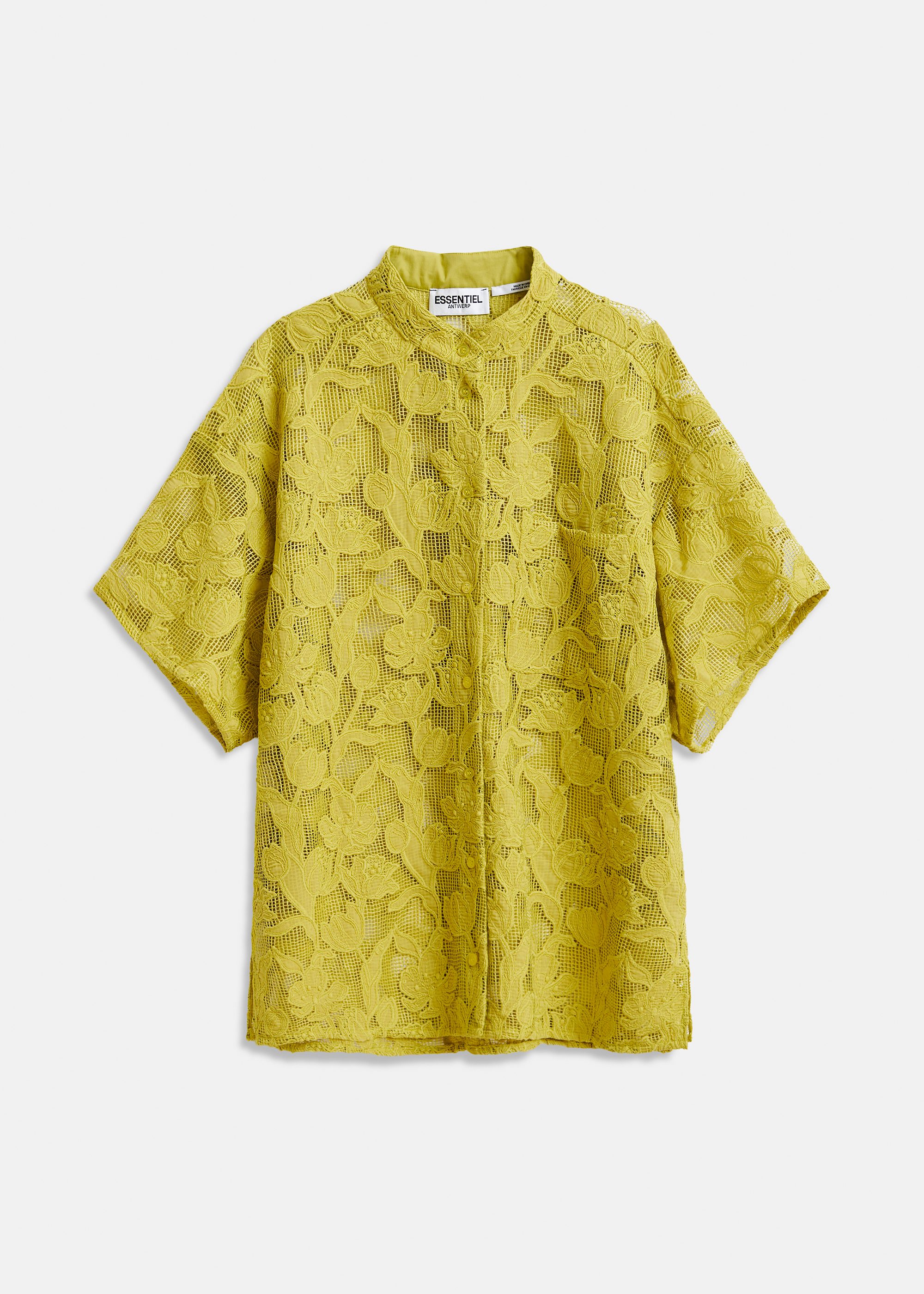 Yellow shirt with lace embroideries | Essentiel Antwerp