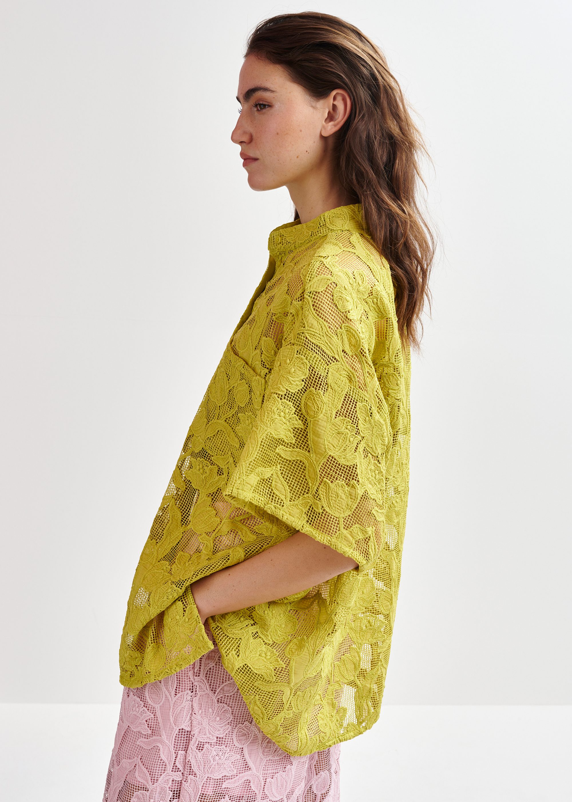 BELPER FLOWER SHIRT JACKET イエロー シャツ ブラウス BELPER “FLOWER SHIRT JACKET” - Tribeca