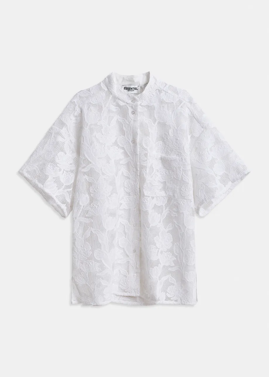Camicia bianca con ricami in pizzo