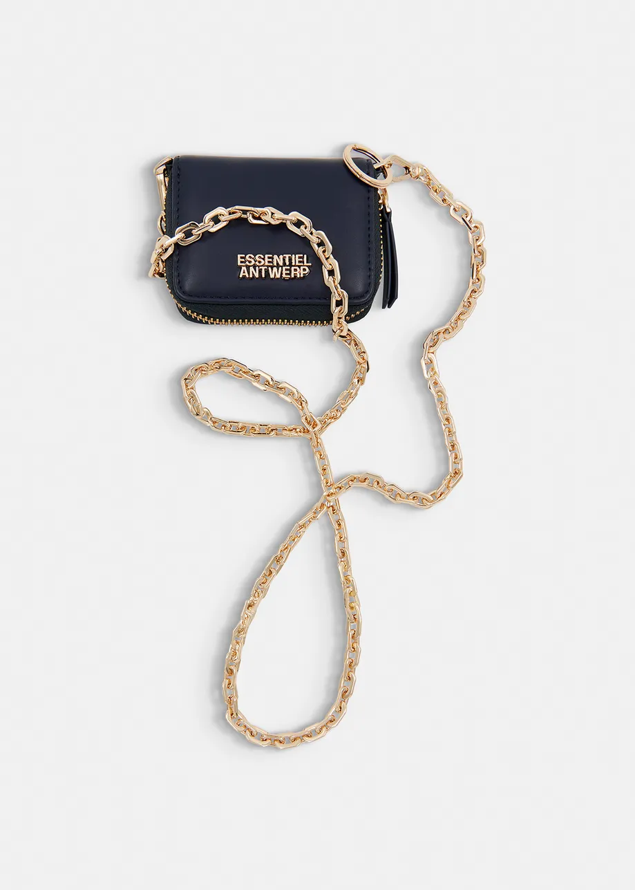 Dark blue wallet on chain