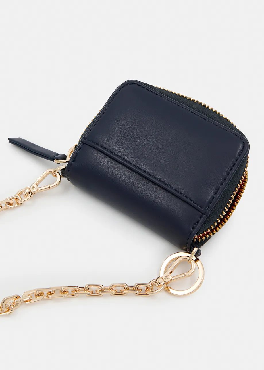 Dark blue wallet on chain