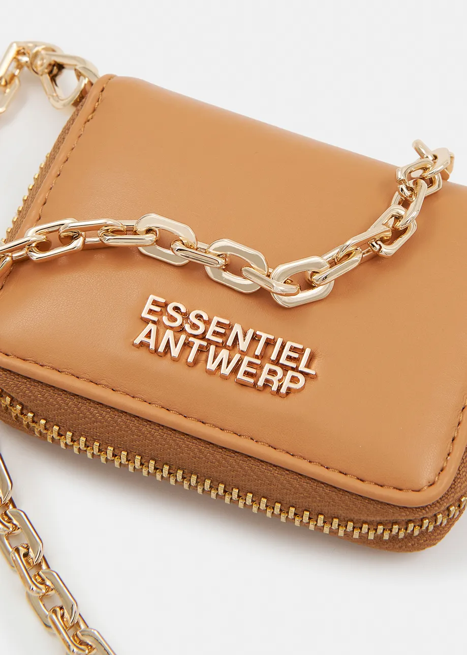 Brown wallet with detachable chain