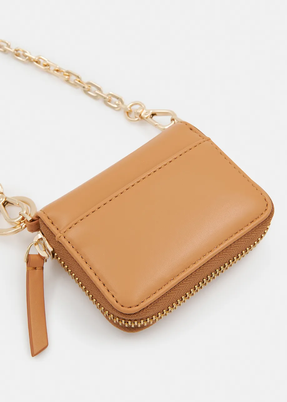 Brown wallet with detachable chain